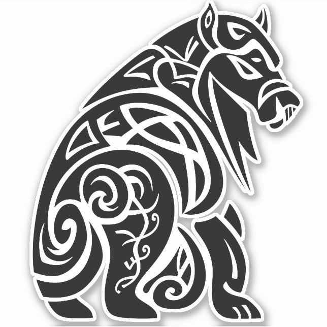 Nordic Celtic Knüpfarbeit Wild Boar Aufkleber (Vorderseite)