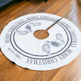 Nordic Christmas Blue Birds Personalisiert Polyester Weihnachtsbaumdecke