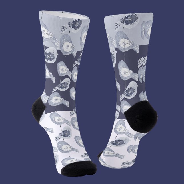 Nordic Christmas Blue Birds Socken (Nordic Christmas Blue Birds Socks
from Ricaso)