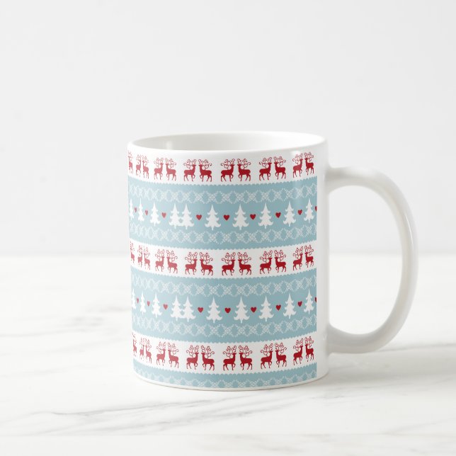 Nordic Christmas Blue Red White Holiday Kaffeetasse (Rechts)