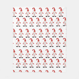 Nordic Christmas Gnomes Cartoon Pattern Red Gray Fleecedecke