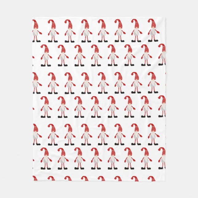 Nordic Christmas Gnomes Cartoon Pattern Red Gray Fleecedecke (Vorderseite)