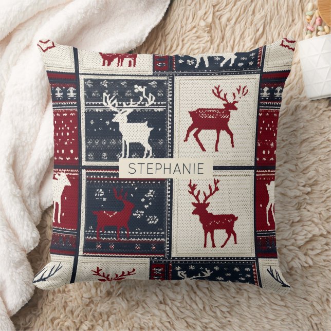 Nordic Christmas Patchwork | Rentier Kissen (Decke)