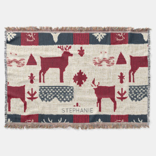 Nordic Christmas Patchwork Rentiere (2) Decke