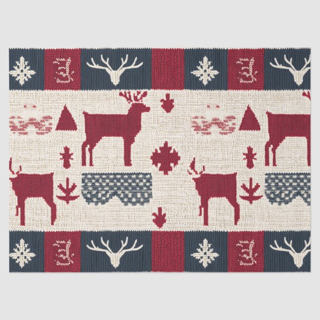 Nordic Christmas Patchwork | Rentiere (2) Seidenpapier (Vorderseite)