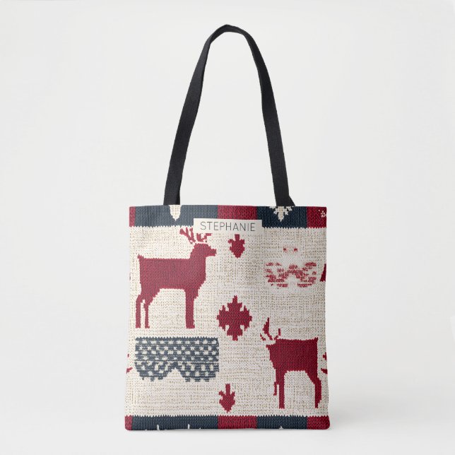 Nordic Christmas Patchwork | Rentiere (2) Tasche (Vorderseite)