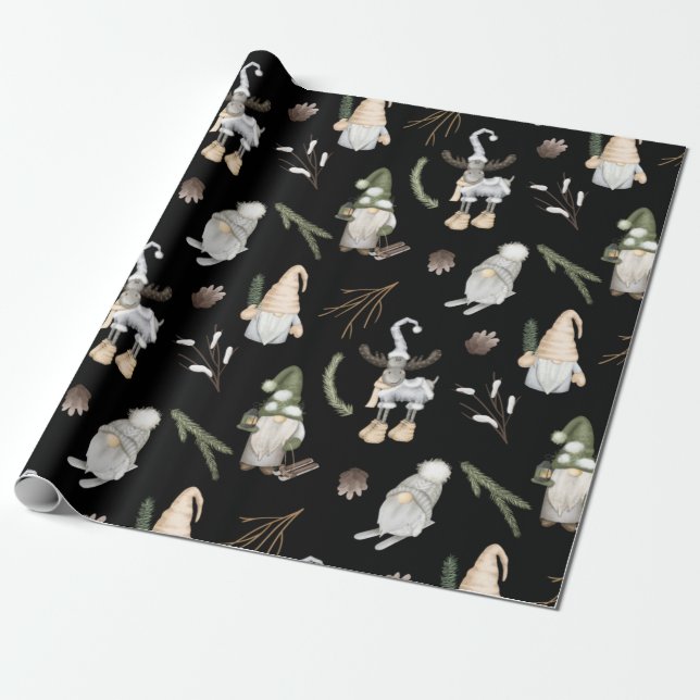 Nordic Christmas Pattern Wrapping Paper Geschenkpapier (Ungerollt)