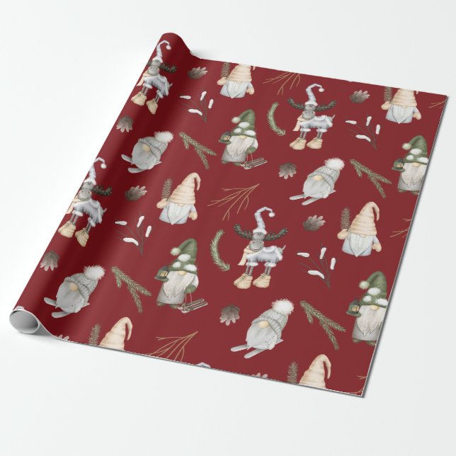 Nordic Christmas Pattern Wrapping Paper Geschenkpapier (Ungerollt)