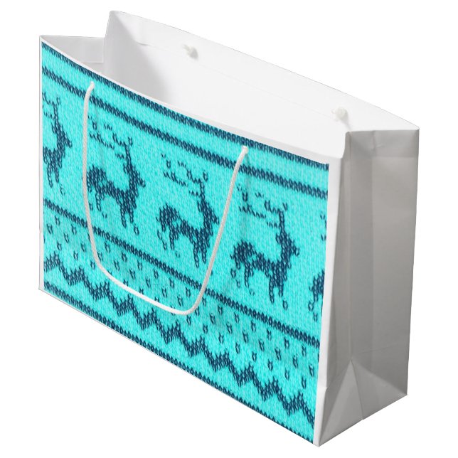 Nordic Christmas Sweater Muster Große Geschenktüte (Vorderseite Schrägansicht)