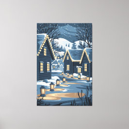 Nordic Christmas Village Art Skandinavier Winter Leinwanddruck