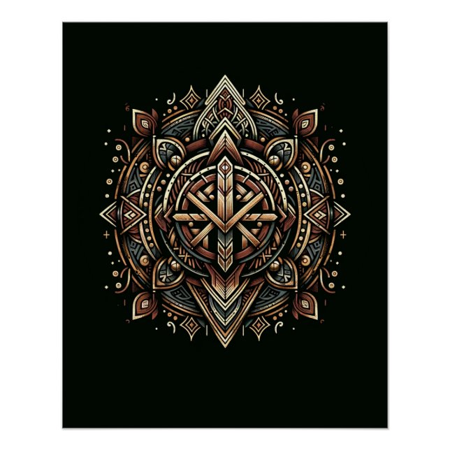 Nordic Compass Mandala Poster (Vorderseite)