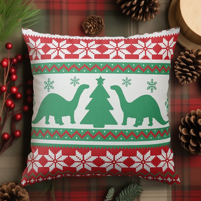 Nordic Fair Isle Brontosaurus Dinosaurs Sweater Kissen (Von Creator hochgeladen)