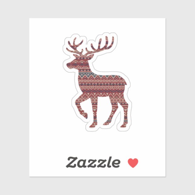 Nordic Fair Isle Pattern Reindeer Christmas  Aufkleber (Blatt)