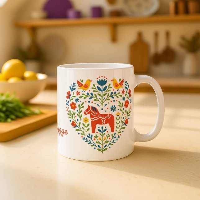 Nordic Folk Art Dala Horse Mug Kaffeetasse (Von Creator hochgeladen)