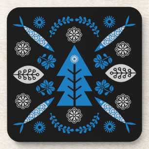 Nordic Folk Art Fish Getränkeuntersetzer