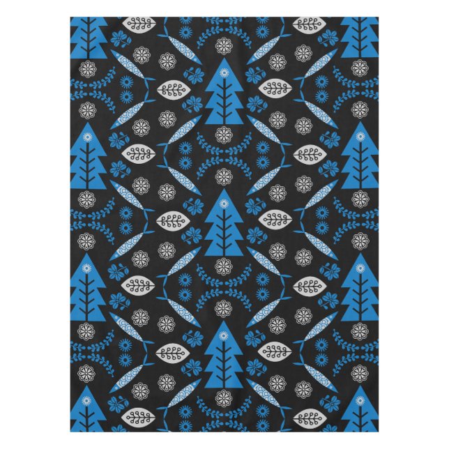 Nordic Folk Art Fish Tischdecke (Vorderseite)