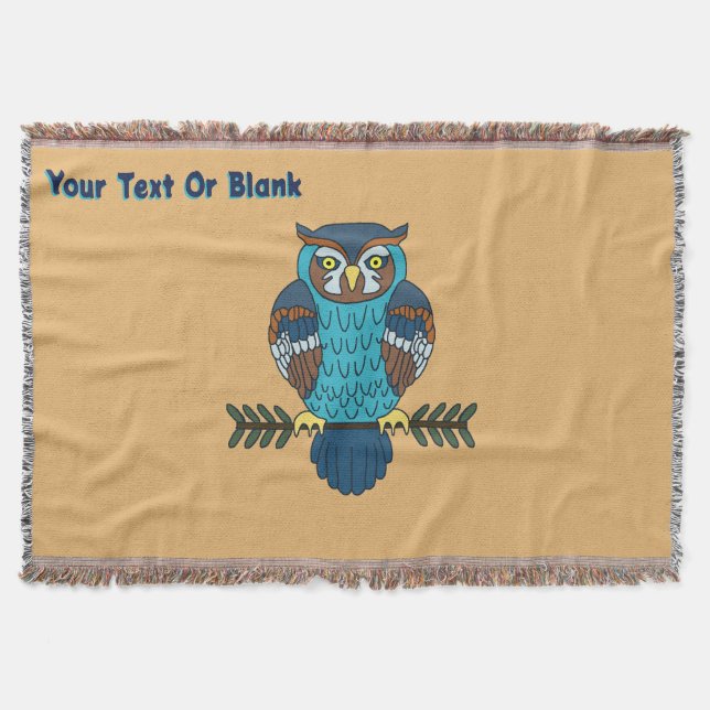 Nordic Folk Art Owl Decke (Vorderseite)