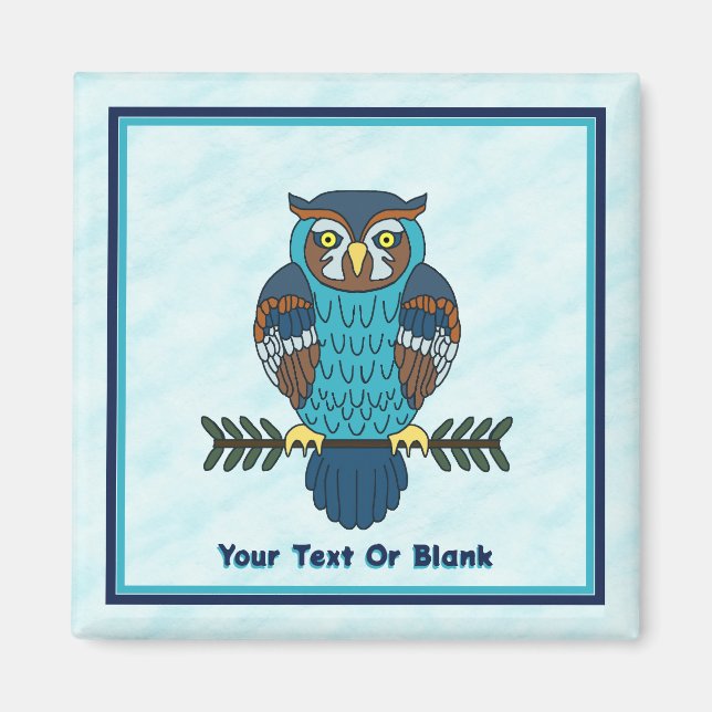 Nordic Folk Art Owl Magnet (Vorne)