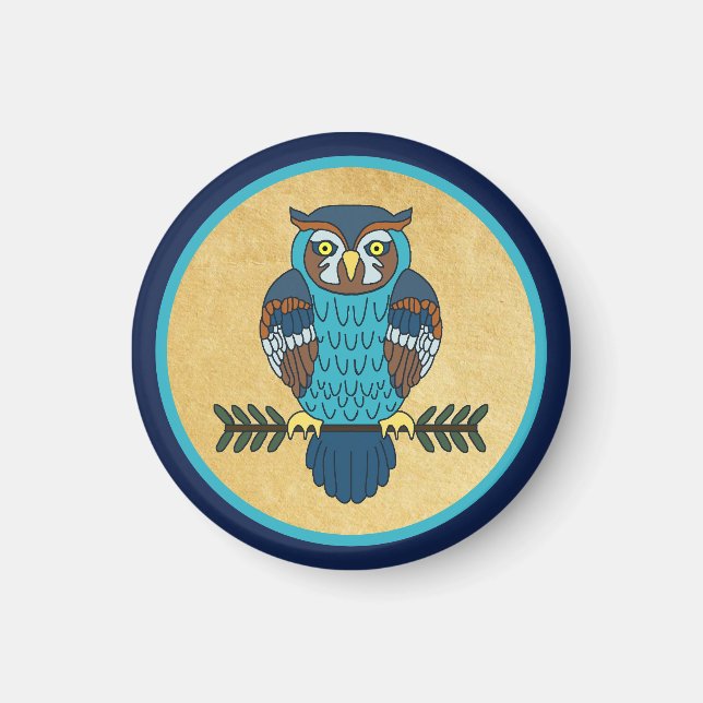 Nordic Folk Art Owl Magnet (Vorne)
