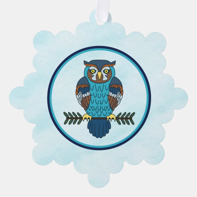 Nordic Folk Art Owl Ornament Karte (Vorderseite)