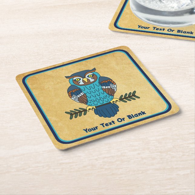 Nordic Folk Art Owl Rechteckiger Pappuntersetzer (angewinkelt)