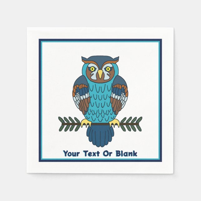 Nordic Folk Art Owl Serviette (Vorderseite)