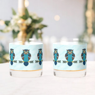 Nordic Folk Art Owl Whiskyglas