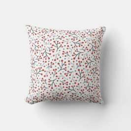 Nordic Folk Art Red Blue Berries and Branches Kissen