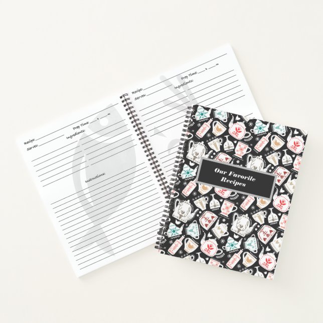 Nordic Folk Art Tableware Personalisiert Rezept Notizbuch (Innenseite)