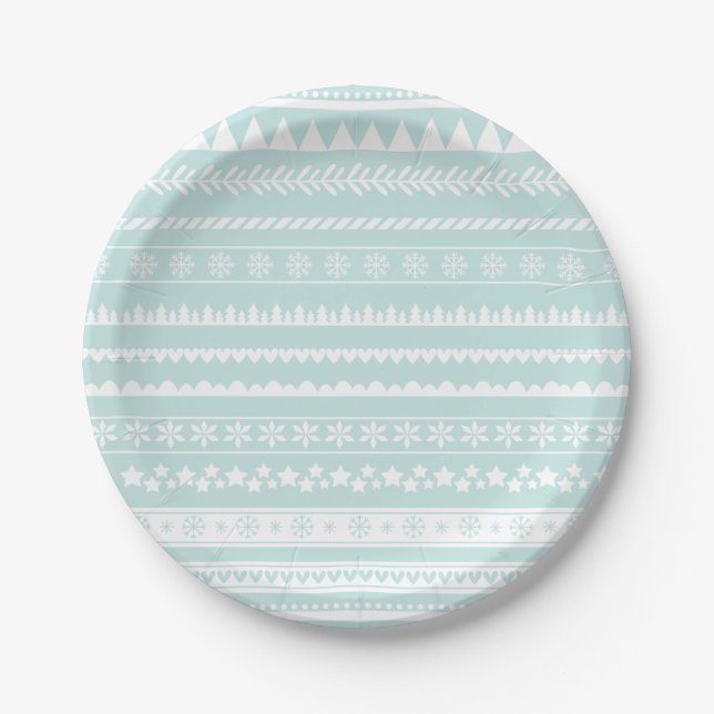 Nordic Folk Print Holiday Paper Plate Pappteller (Vorderseite)