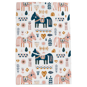 Nordic Folkart Horse Mittlere Geschenktüte