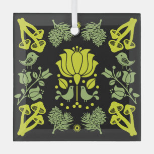 Nordic Forest Mushroom Folklore Art Ornament Aus Glas