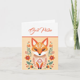Nordic Fox Orange Yellow Blue Påske Karte