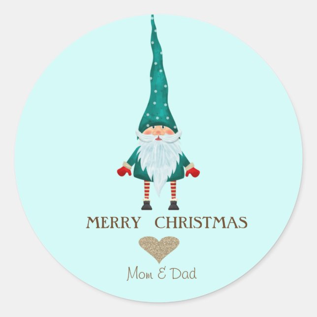 Nordic Gnome Frohe Weihnachten Runder Aufkleber (Vorderseite)