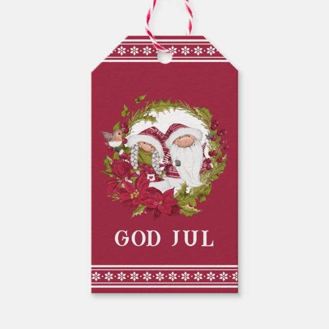 Nordic Gnome | God Jule | Norwegische Weihnachten Geschenkanhänger (Vorderseite)