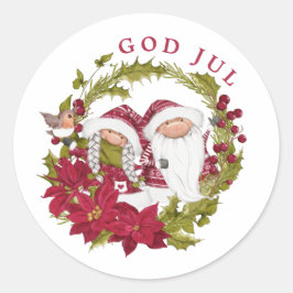 Nordic Gnome | God Jule | Norwegische Weihnachten Runder Aufkleber