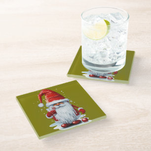 Nordic Gnome mit einem Glas Granatapfelsaft Glasuntersetzer