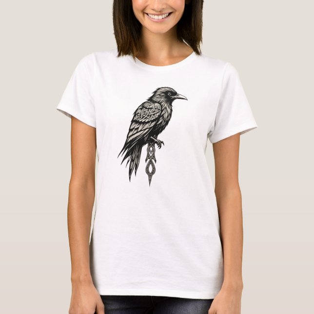 Nordic keltic Raven Tattoo Knot Style T-Shirt (Vorderseite)