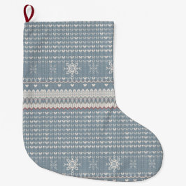 Nordic Knit Pet Stocking with Snowflakes & Paws Großer Weihnachtsstrumpf