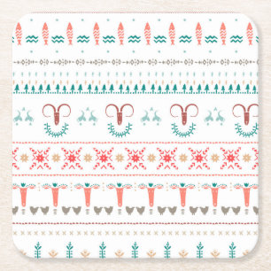 Nordic Light Winter Pattern Rechteckiger Pappuntersetzer