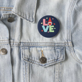 Nordic Love Gnome: Whimsical Pastel Heart  Button