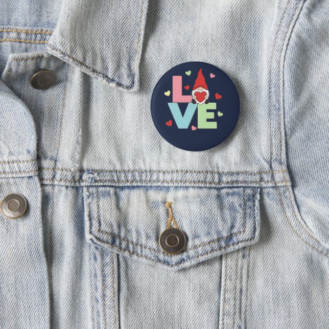 Nordic Love Gnome: Whimsical Pastel Heart  Button (Beispiel)