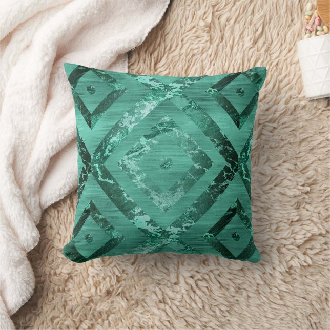 Nordic Molten Jade | Abstrakt geometrisch grün Kissen (Decke)
