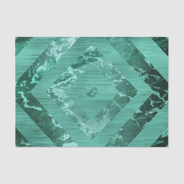 Nordic Molten Jade | Abstrakt geometrisch grün Seidenpapier (Vorderseite)