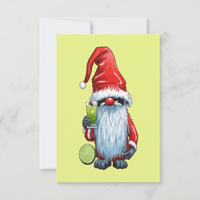 Nordic Nisse Gnome Gonk hält ein Glas ‎ Limon Einladung (Vorderseite)