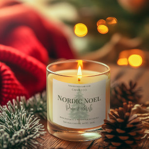 Nordic Noel Kiefern- und Birkenkerzenetikett Quadratischer Aufkleber