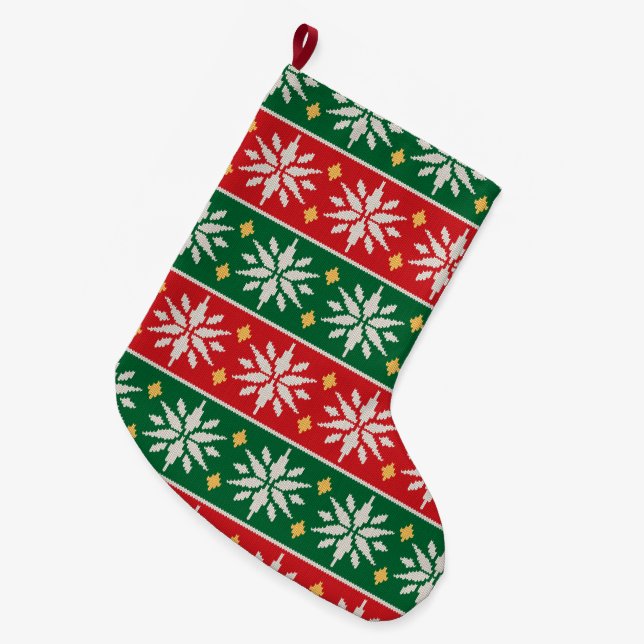Nordic Noel Knit Großer Weihnachtsstrumpf (Vorderansicht (hängend))