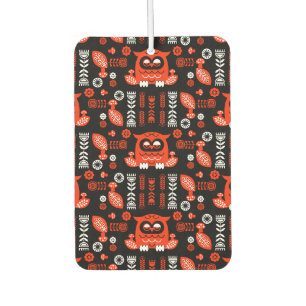 Nordic Owl - Orange und Black Folk Art Autolufterfrischer