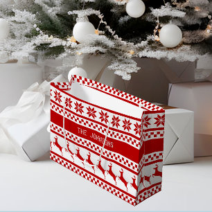 Nordic Print Reindeer Personalisierte Weihnachten Große Geschenktüte