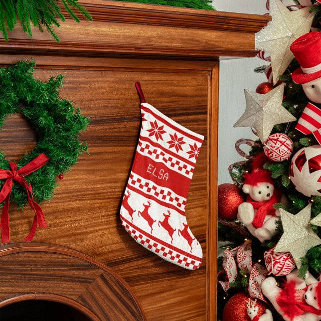 Nordic Print Rentier Fair Isle Kleiner Weihnachtsstrumpf (Von Creator hochgeladen)